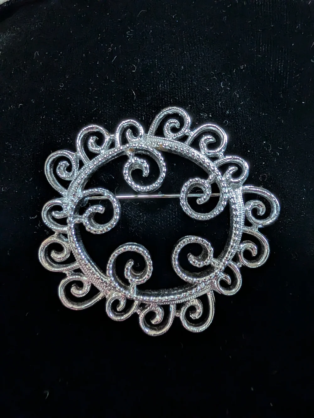 Sarah Coventry Silver-Tone Filigree Circle Brooch